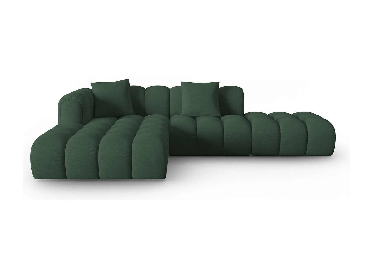 CXL by Christian Lacroix - Canapé d'angle gauche modulable "Clotilde" 4 places en tissu structurel vert de mer - 309x190x70cm