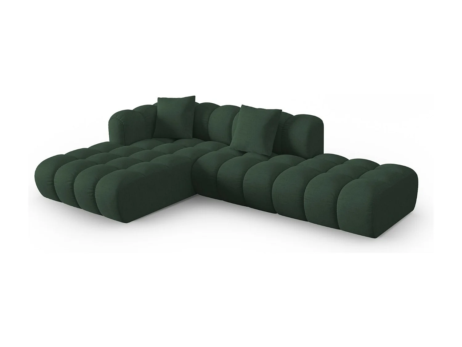 CXL by Christian Lacroix - Canapé d'angle gauche modulable "Clotilde" 4 places en tissu structurel vert de mer - 309x190x70cm