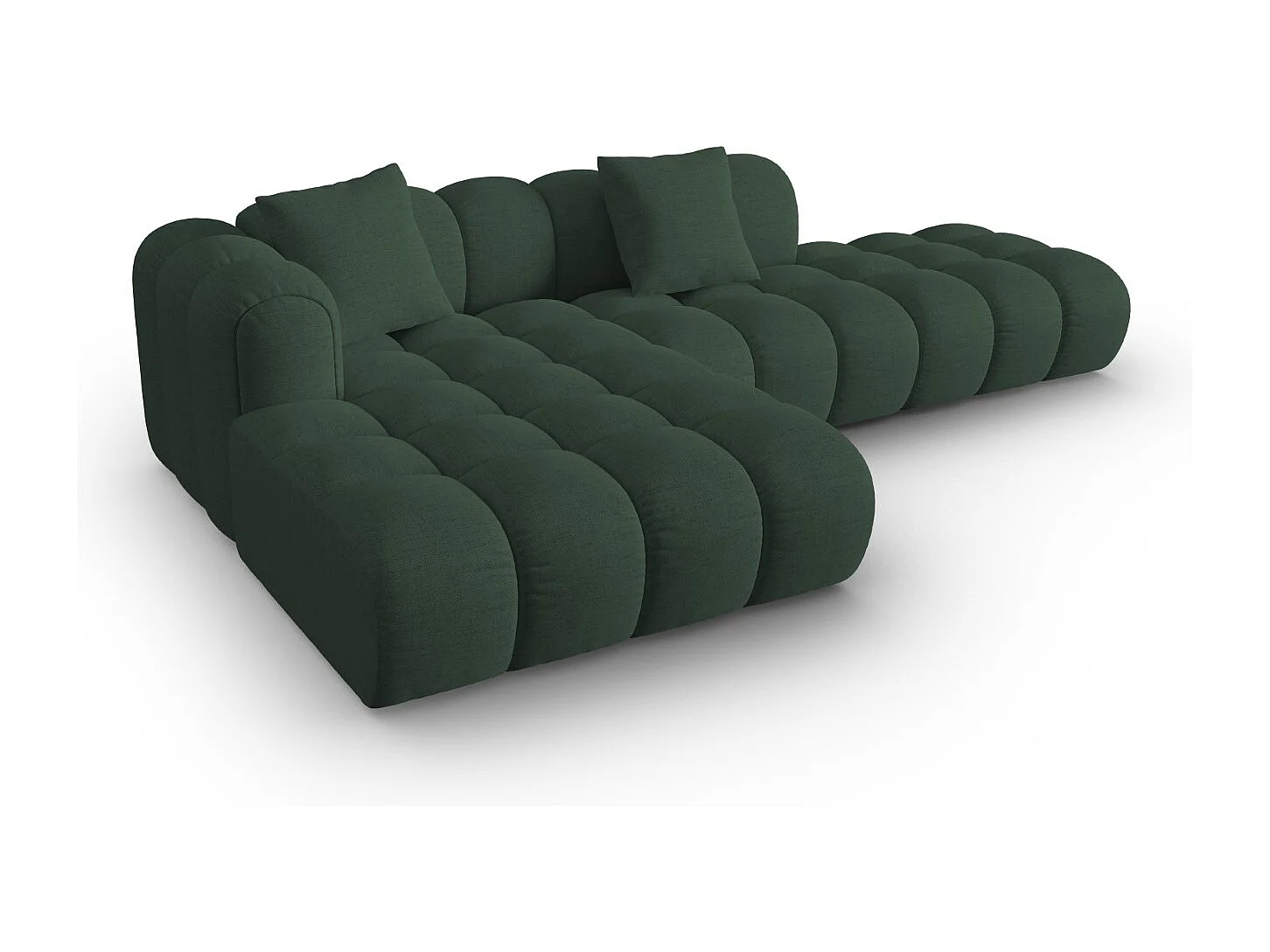 CXL by Christian Lacroix - Canapé d'angle gauche modulable "Clotilde" 4 places en tissu structurel vert de mer - 309x190x70cm