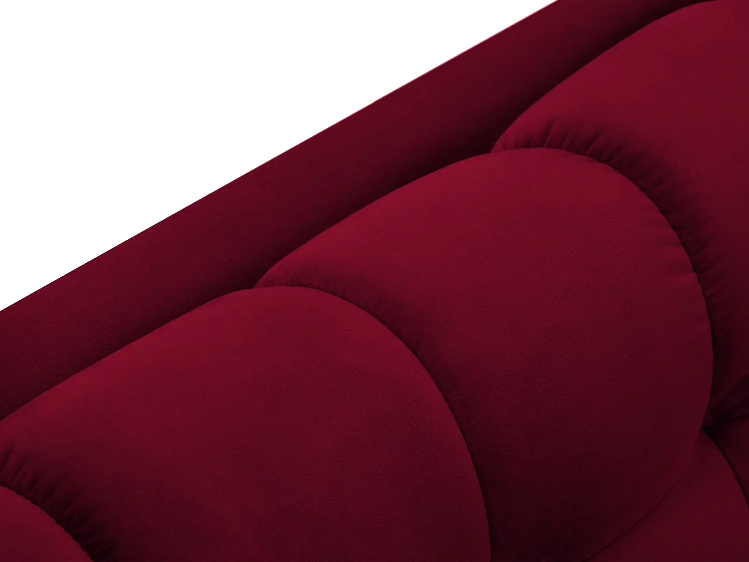 Cosmopolitan Design - Sofa panoramiczna, "Bali" 7 miejsc welur, czerwony - 383x185x75cm