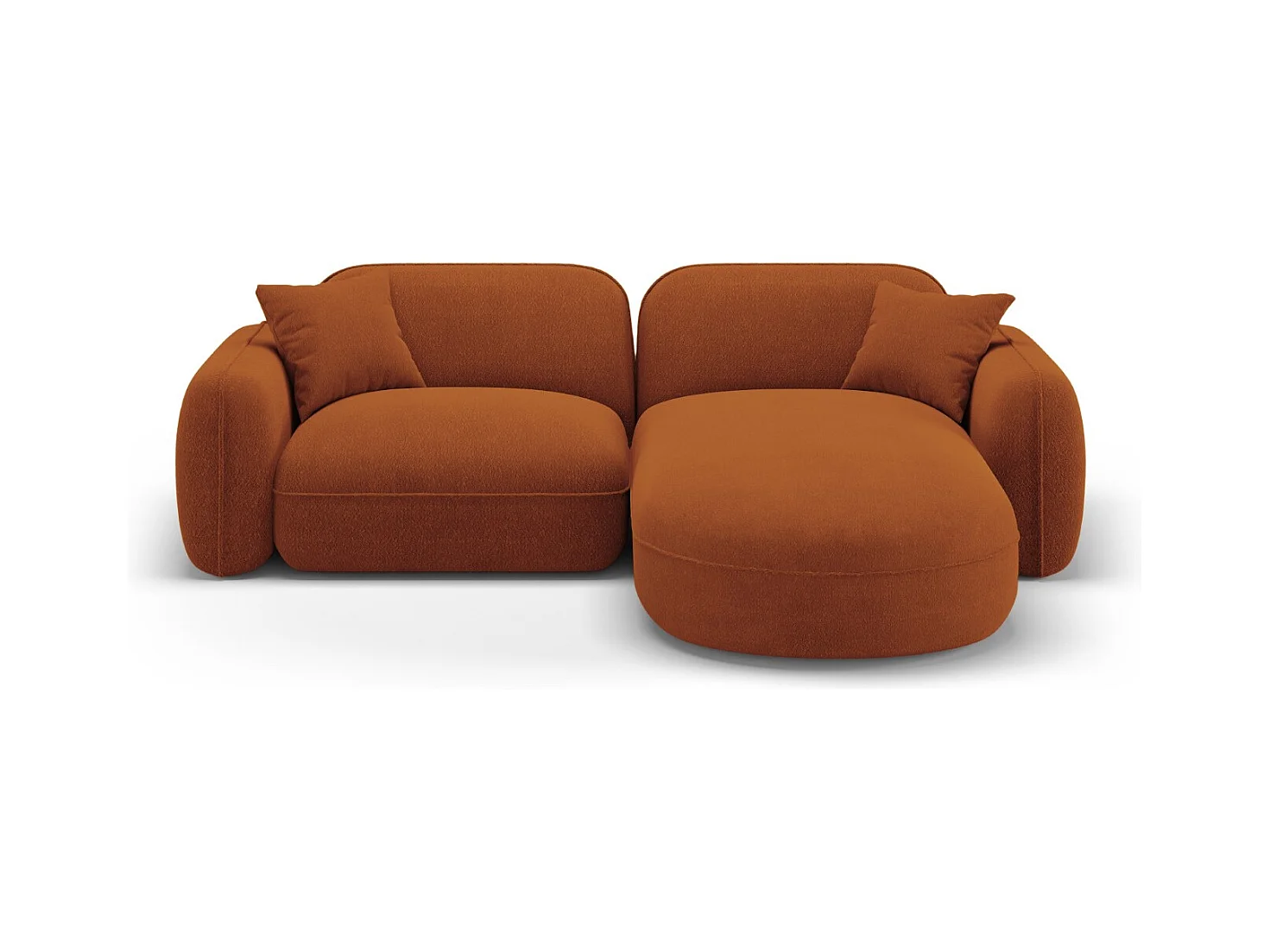 CXL by Christian Lacroix - Modulaire hoekbank rechts "Lucien" 3 zitplaatsen, Flueel, Terracotta - 230x165x70cm