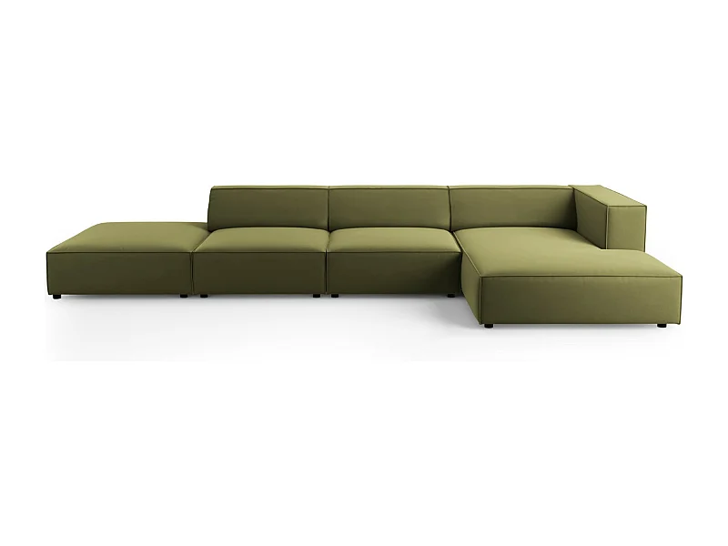 Cosmopolitan Design - 5-Sitzer Ecksofa rechts "Arendal" aus Samt hellgrün - 341x166x70cm