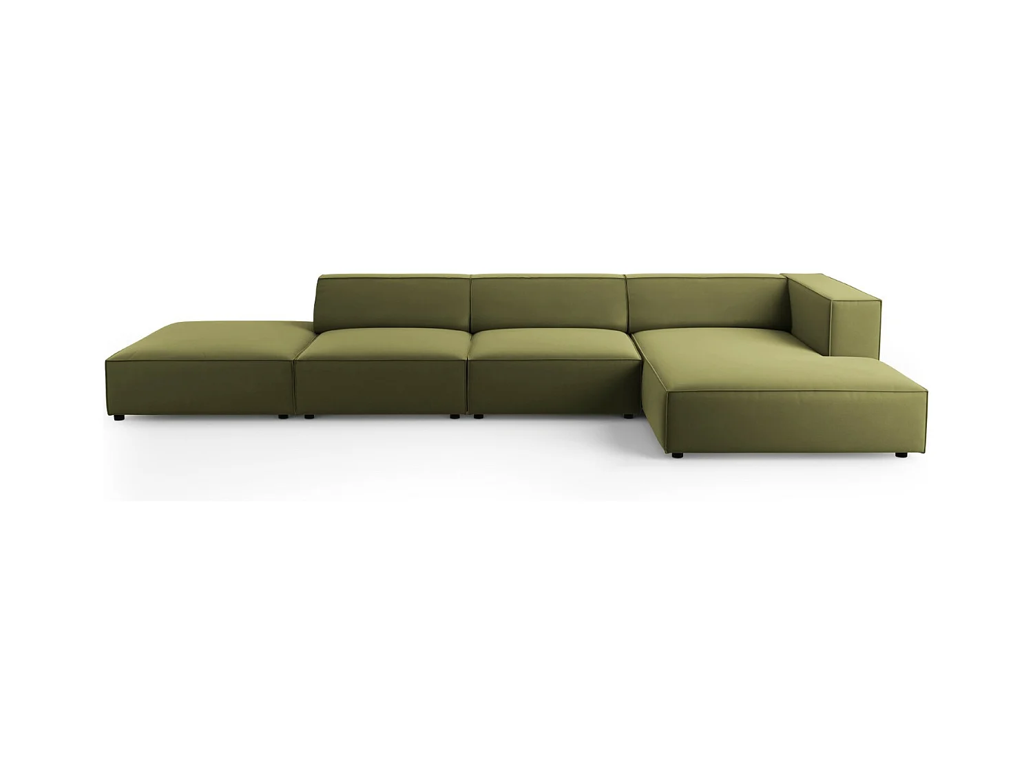 Cosmopolitan Design - Rechter hoekbank "Arendal" 5 zitplaatsen, Flueel, Lichtgroen - 341x166x70cm
