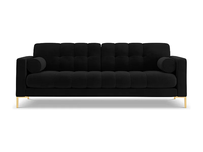 Cosmopolitan Design - 3-Sitzer Sofa "Bali" aus Samt schwarz - 177x92x75cm