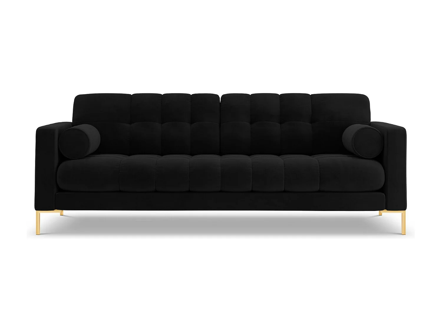 Cosmopolitan Design - Canapé "Bali" 3 places en velours noir - 177x92x75cm