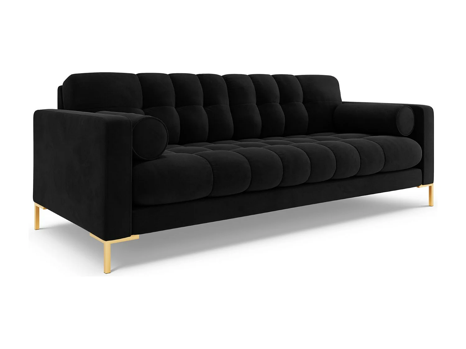 Cosmopolitan Design - Canapé "Bali" 3 places en velours noir - 177x92x75cm