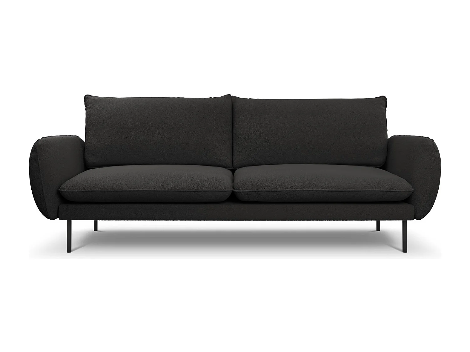 Cosmopolitan Design - Canapé "Vienna" 4 places en bouclé noir - 230x92x95cm