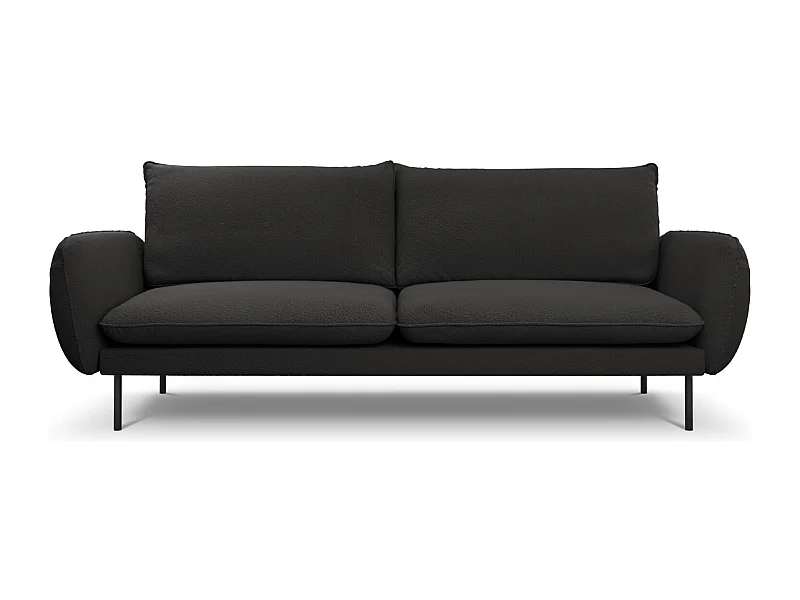 Cosmopolitan Design - Canapé "Vienna" 4 places en bouclé noir - 230x92x95cm