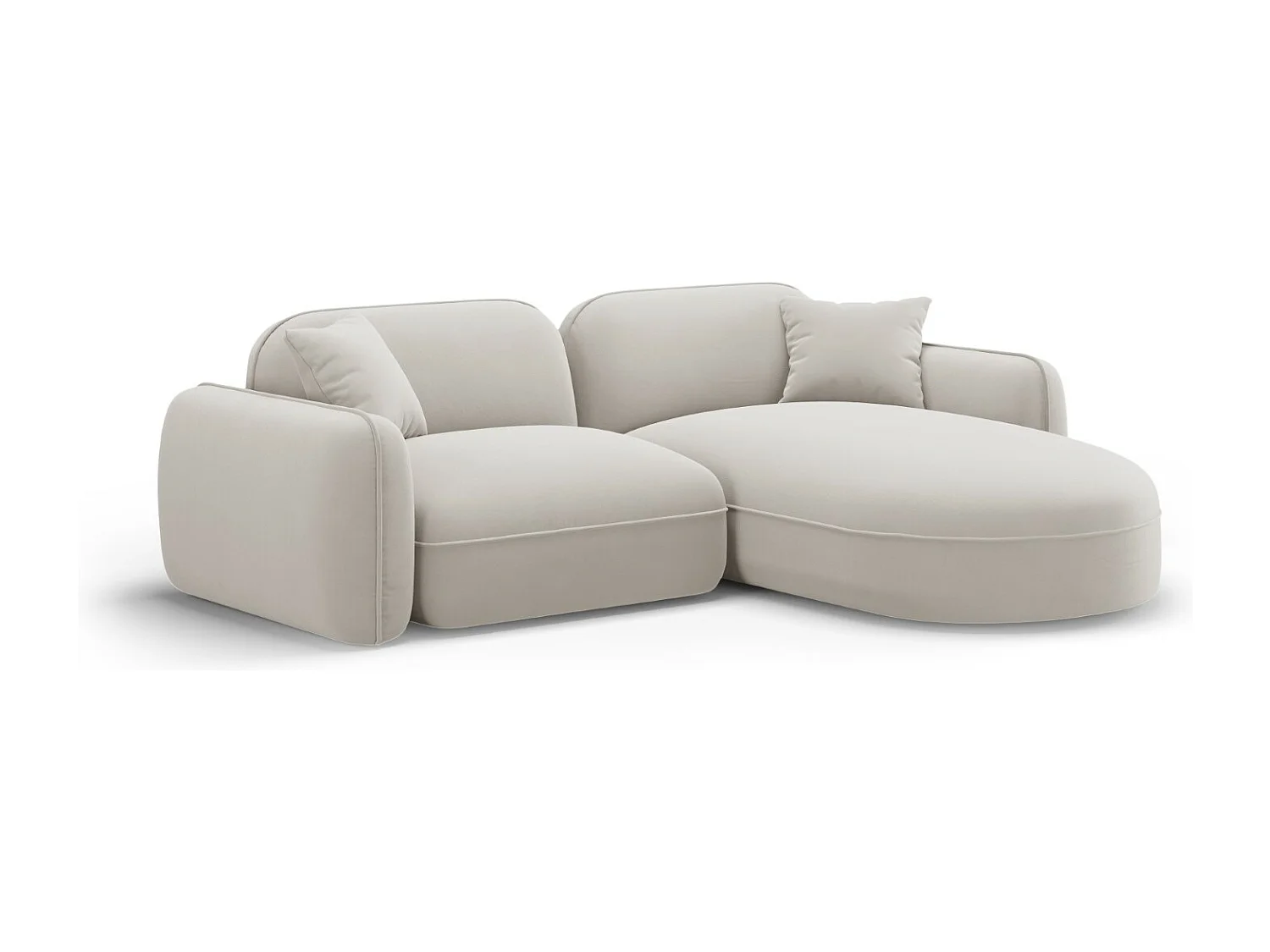 CXL by Christian Lacroix - 3-Sitzer modulares Ecksofa rechts "Lucien" Sitzer aus Samt leichtes beige - 230x165x70cm