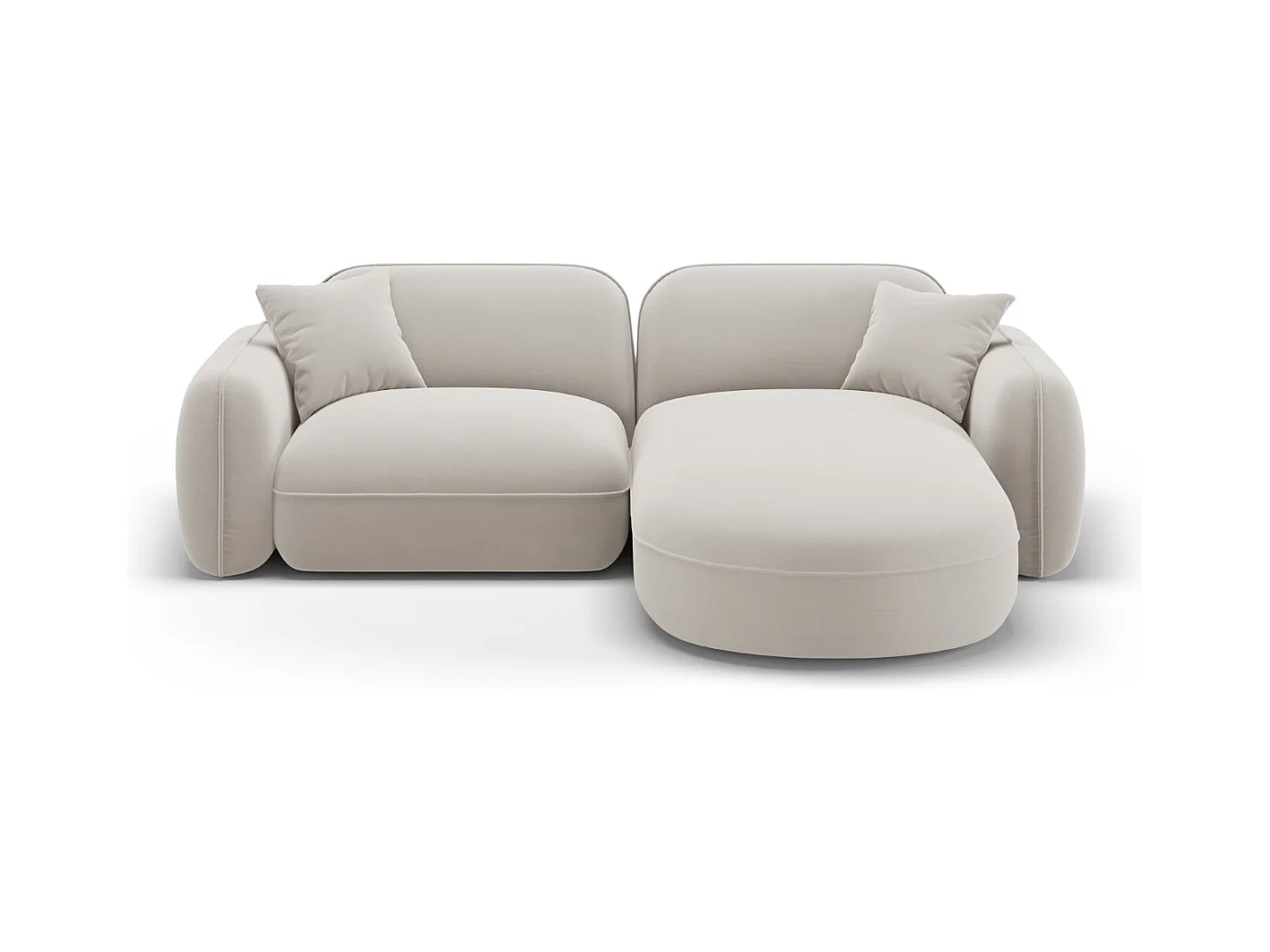 CXL by Christian Lacroix - Canapé d'angle droit modulable "Lucien" 3 places en velours beige clair - 230x165x70cm