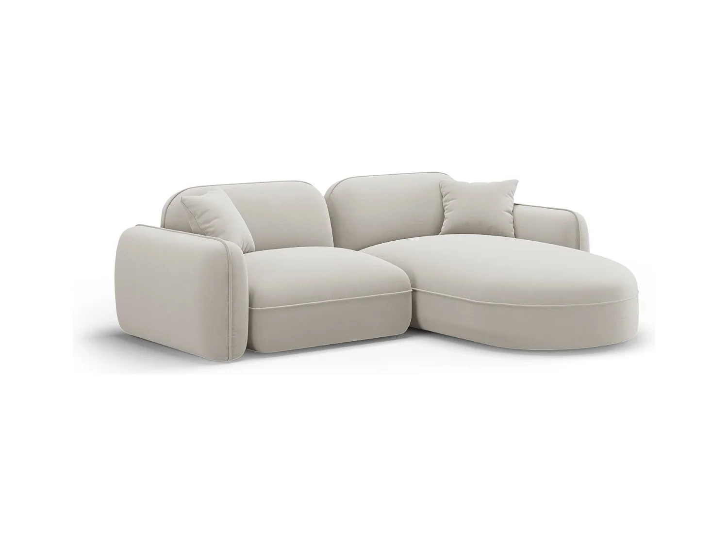 CXL by Christian Lacroix - Canapé d'angle droit modulable "Lucien" 3 places en velours beige clair - 230x165x70cm
