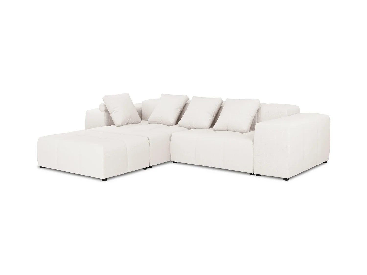 Cosmopolitan Design - Symmetrische modulaire hoekbank "Rome" 5 zitplaatsen, Structurele stof, Wit - 320x240x75cm