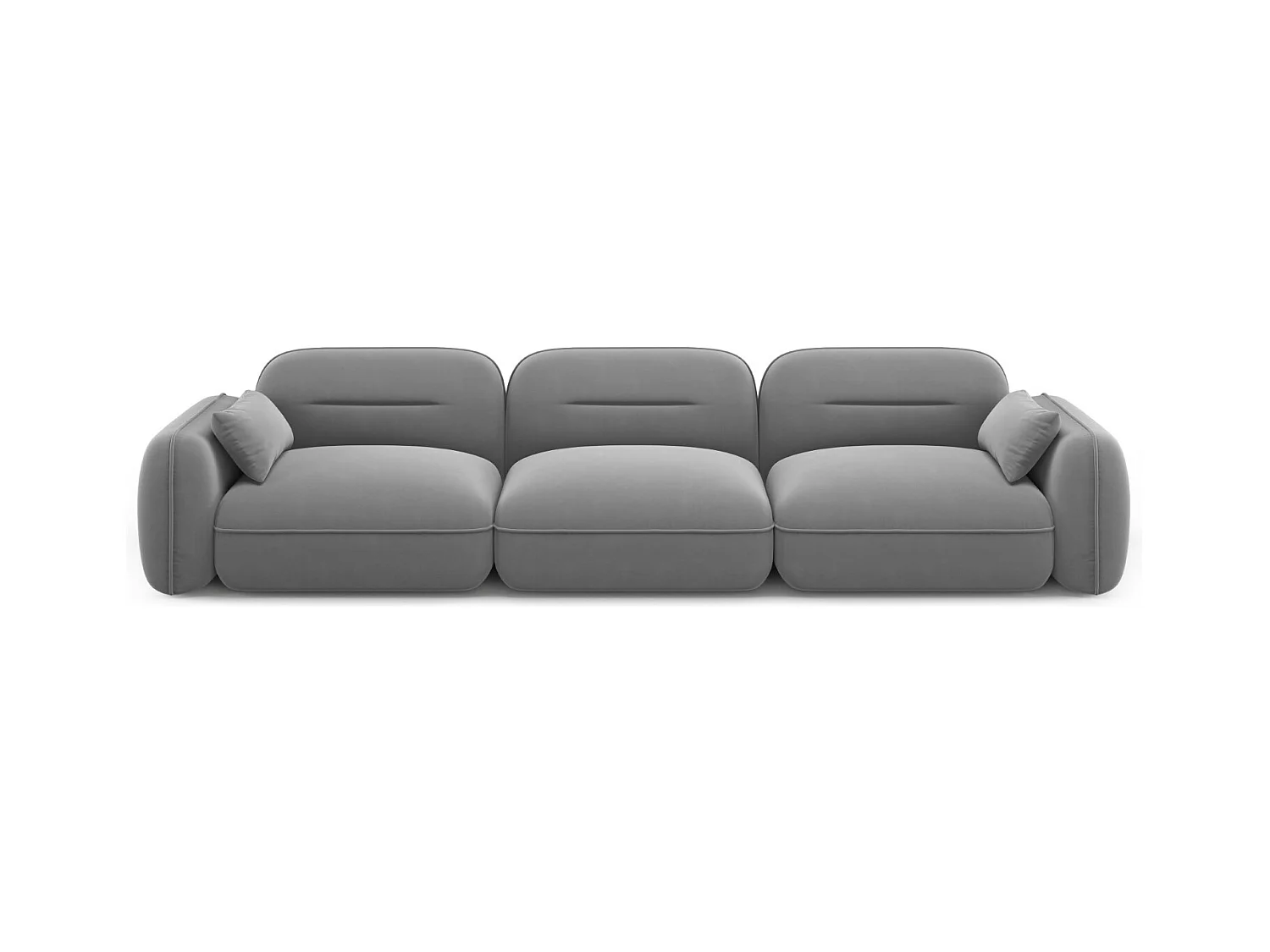Cosmopolitan Design - Modulaire bank "Sydney" 4 zitplaatsen, Flueel, Lichtgrijs - 320x90x70cm