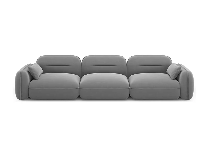 Cosmopolitan Design - Canapé modulable "Sydney" 4 places en velours gris clair - 320x90x70cm