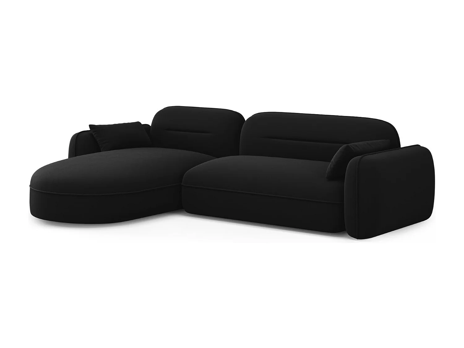 Cosmopolitan Design - Sofá esquinero modular izquierdo "Sydney" 4 plazas de terciopelo negro - 275x165x70cm
