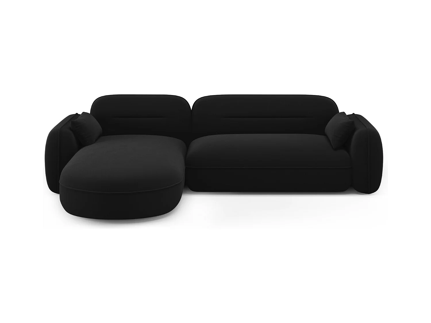 Cosmopolitan Design - Canapé d'angle gauche modulable "Sydney" 4 places en velours noir - 275x165x70cm