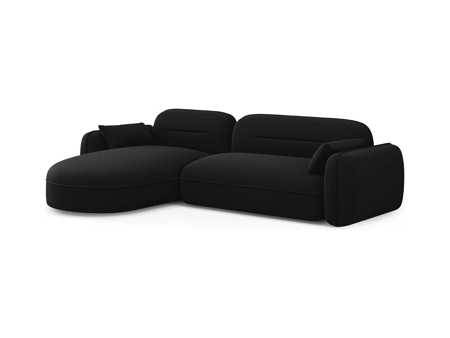 Cosmopolitan Design - Canapé d'angle gauche modulable "Sydney" 4 places en velours noir - 275x165x70cm