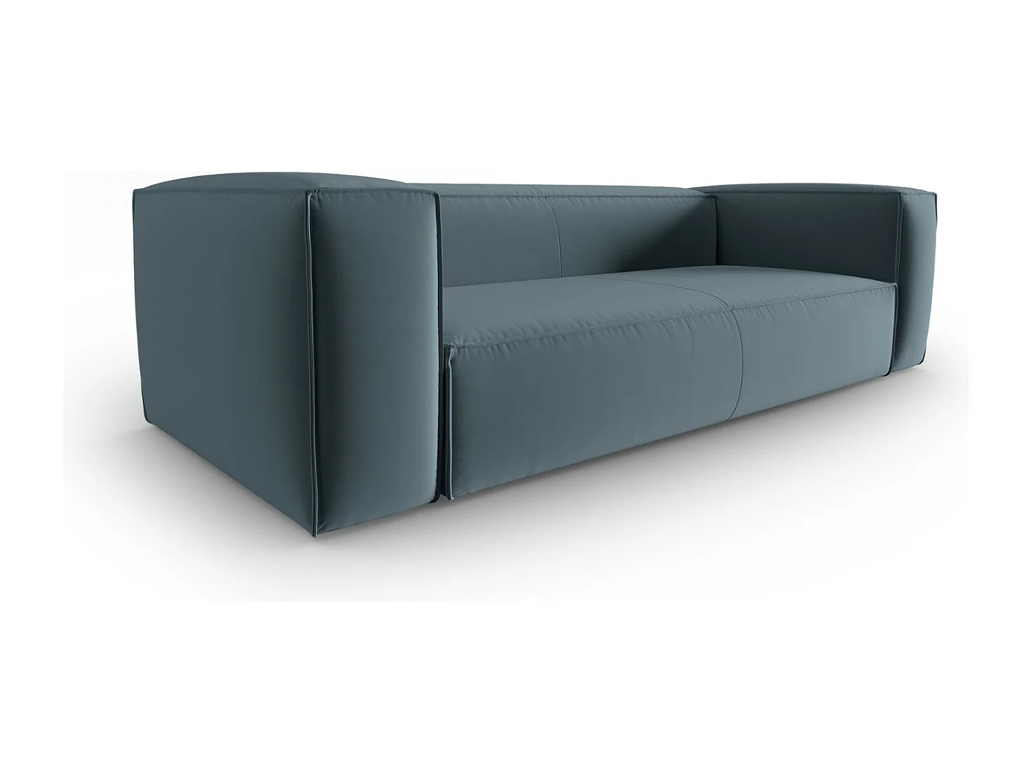 Cosmopolitan Design - Sofá "Mackay" 4 plazas de terciopelo azul pastel - 230x94x73cm