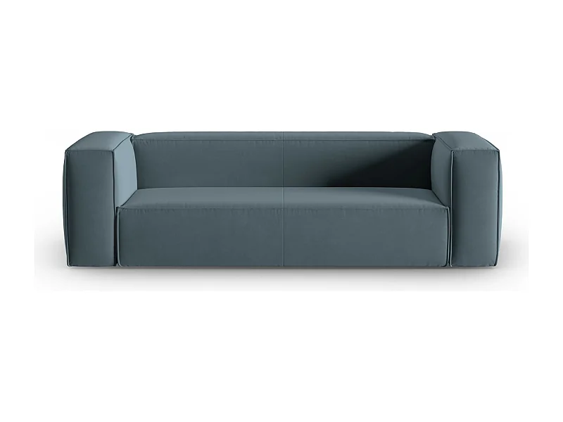 Cosmopolitan Design - Sofá "Mackay" 4 plazas de terciopelo azul pastel - 230x94x73cm