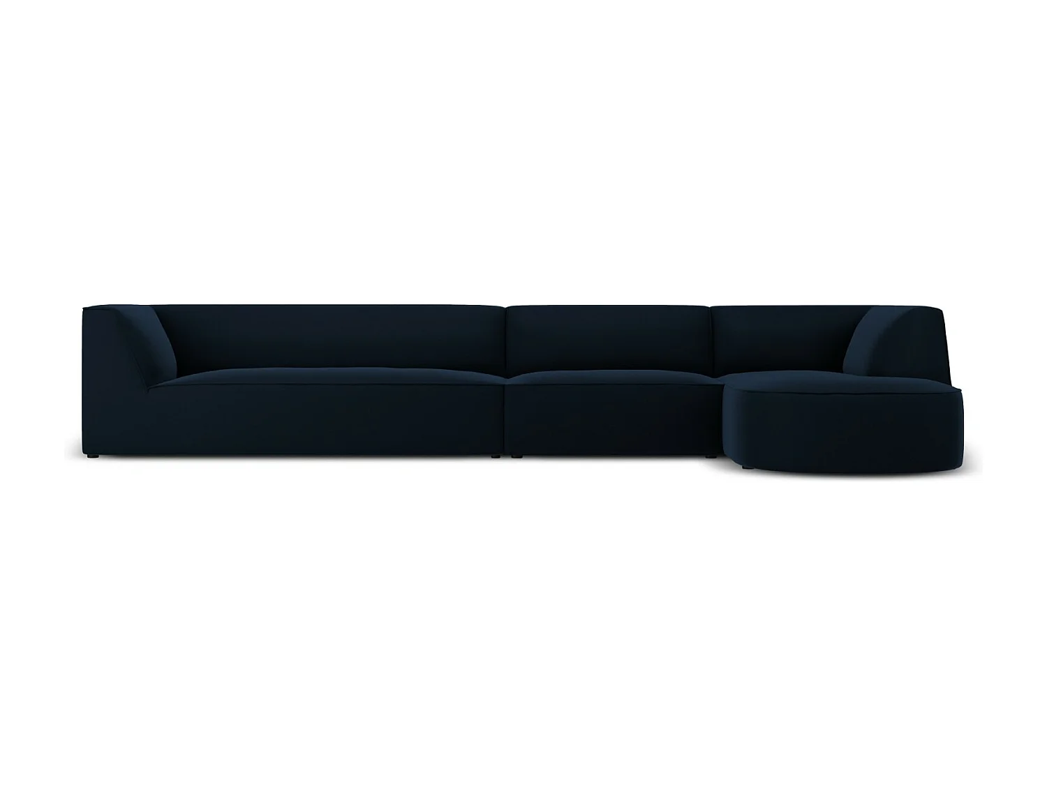 CXL by Christian Lacroix - 5-Sitzer Ecksofa rechts "Charles" Sitzer aus Samt dunkelblau - 366x180x69cm