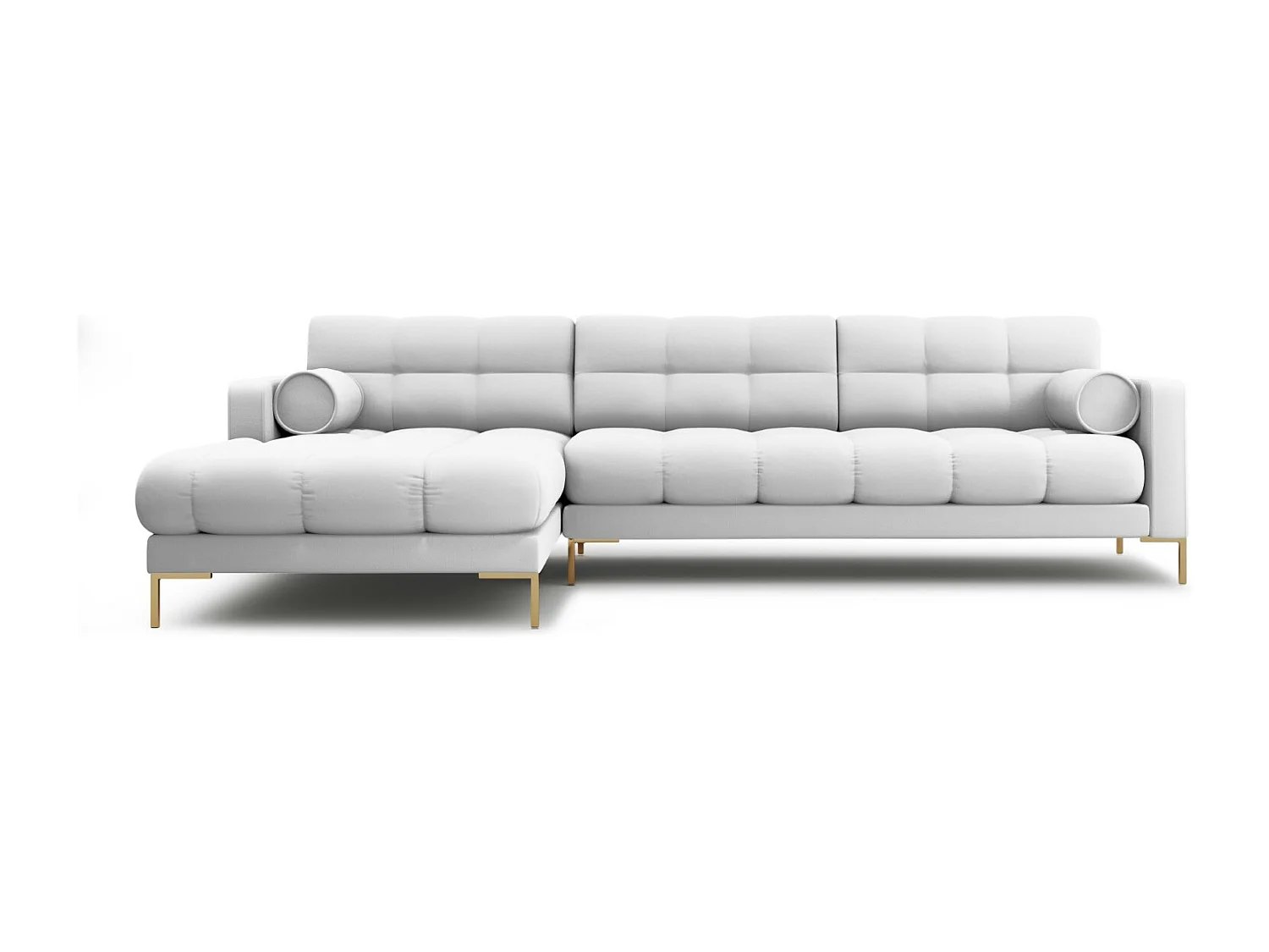 Cosmopolitan Design - 5-Sitzer Ecksofa links "Bali" aus strukturiertem Stoff hellgrau - 293x185x75cm