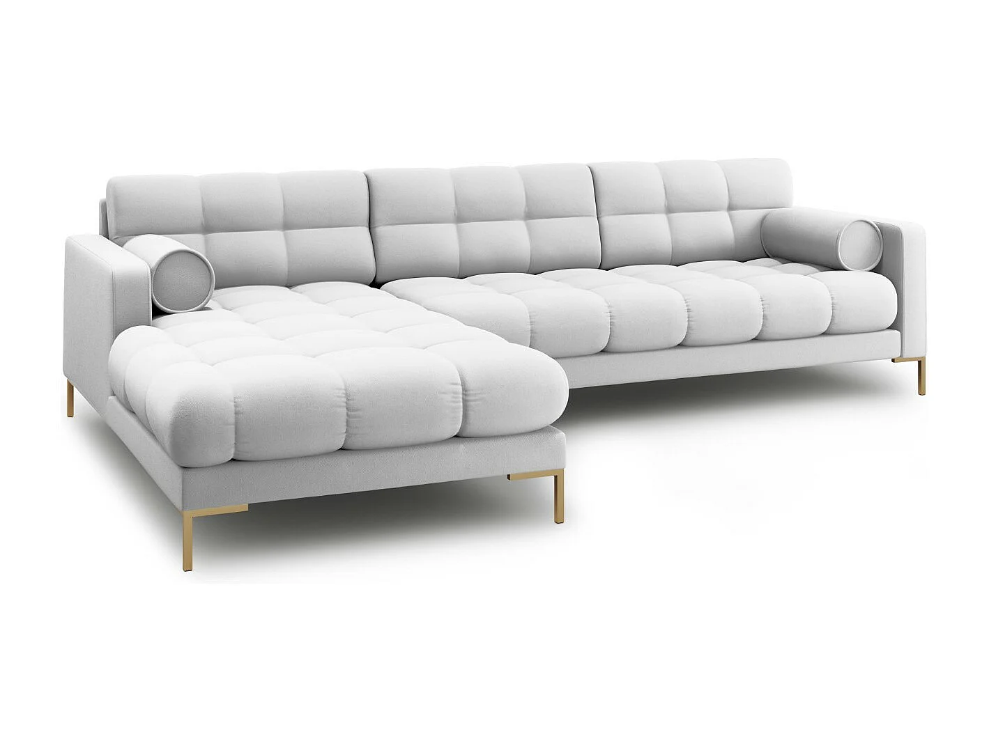 Cosmopolitan Design - 5-Sitzer Ecksofa links "Bali" aus strukturiertem Stoff hellgrau - 293x185x75cm