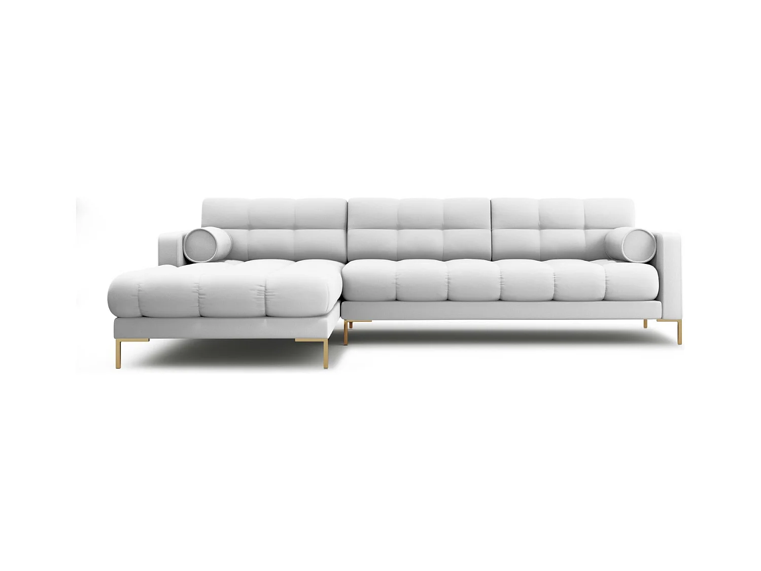Cosmopolitan Design - Linker hoekbank "Bali" 5 zitplaatsen, Structurele stof, Lichtgrijs - 293x185x75cm