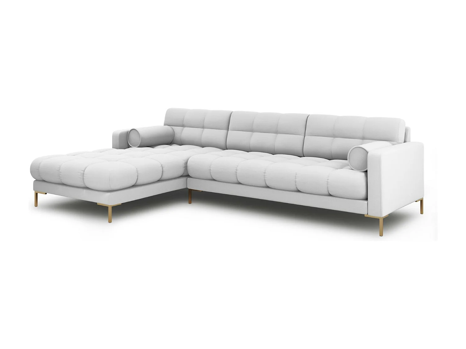 Cosmopolitan Design - Sofá de canto esquerdo "Bali" 5 lugares em tecido estrutural cinza claro - 293x185x75cm