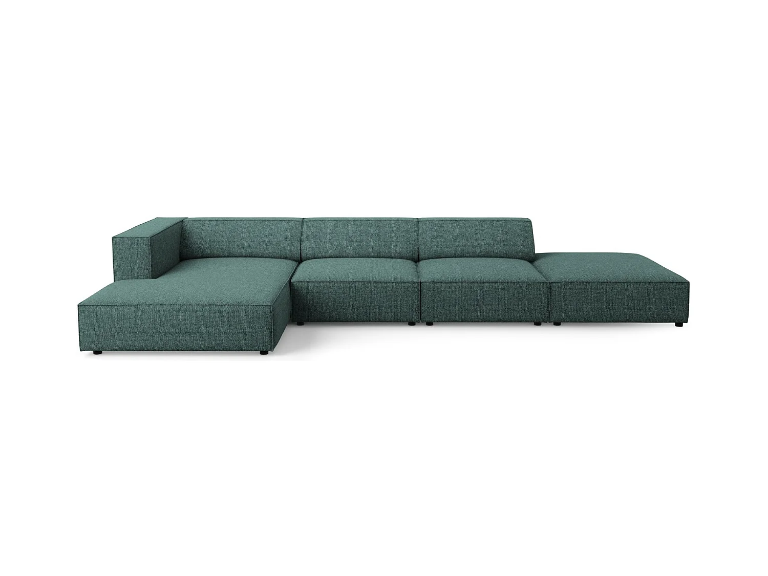 Cosmopolitan Design - Canapé d'angle gauche "Arendal" 5 places en chenille pétrole - 341x166x70cm