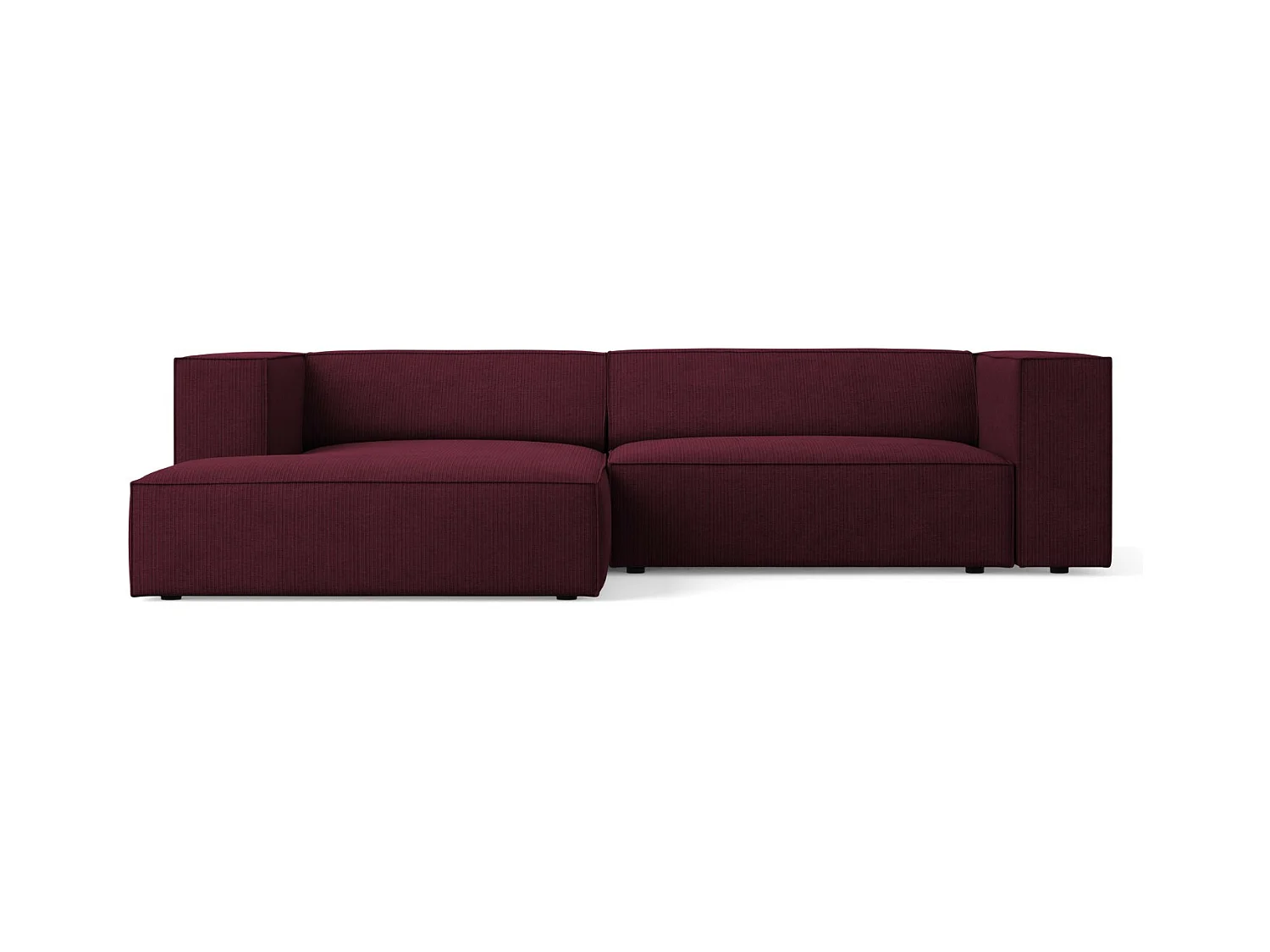 Cosmopolitan Design - Sofá de canto esquerdo "Arendal" 3 lugares em tecido chenille com efeito canelado rubi - 224x166x70cm