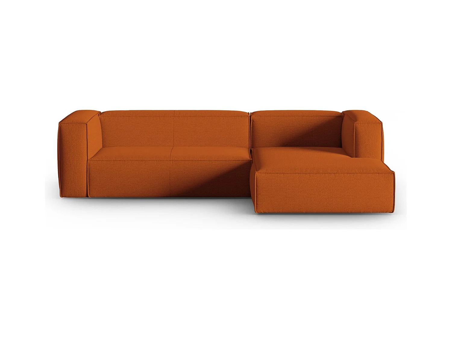Cosmopolitan Design - Rechter hoekbank "Mackay" 4 zitplaatsen, Gestructureerd fluweel, Terracotta - 282x166x73cm