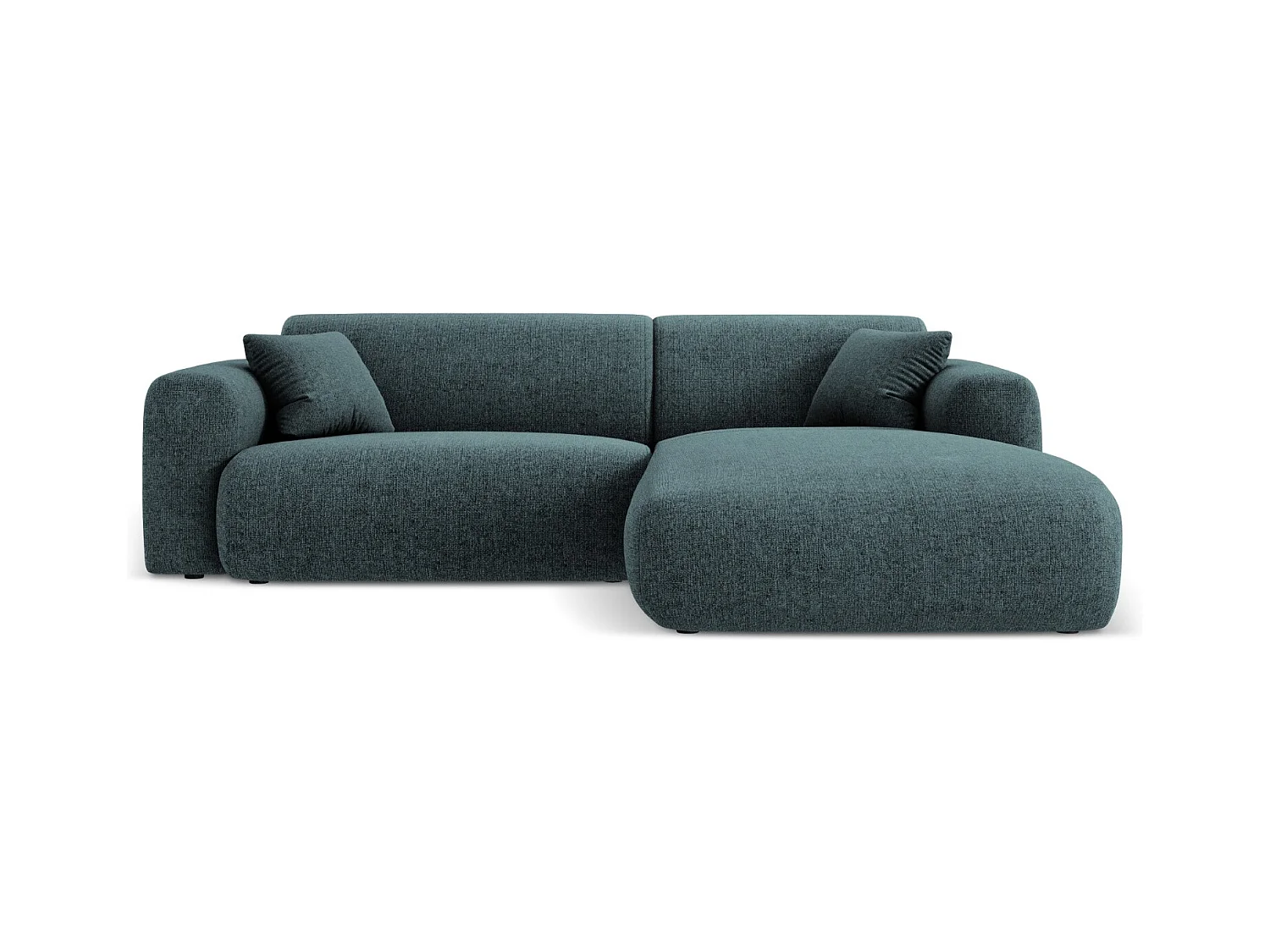 Cosmopolitan Design - Canapé d'angle droit "Nolio" 4 places en chenille pétrole - 235x170x72cm