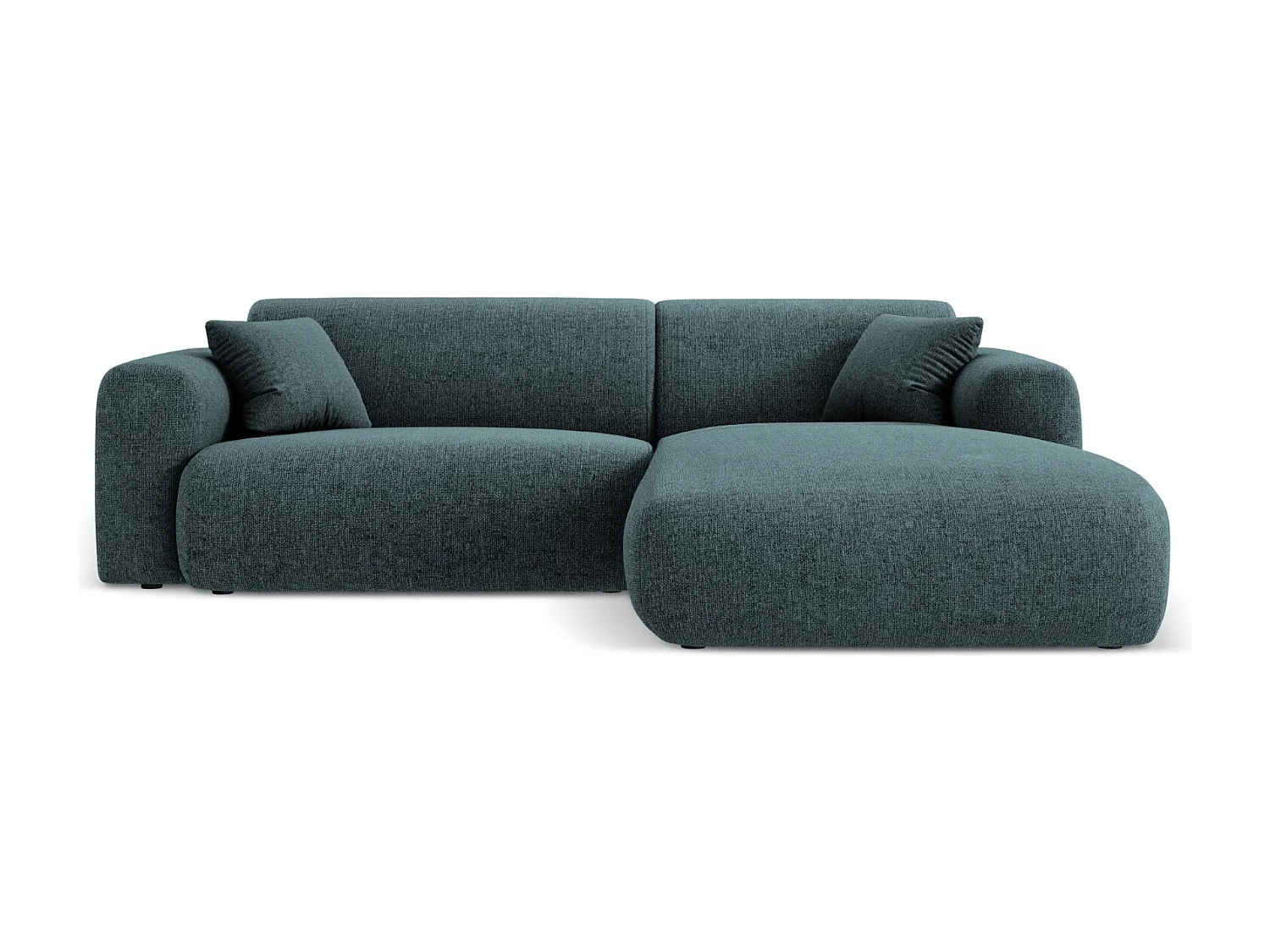 Cosmopolitan Design - Canapé d'angle droit "Nolio" 4 places en chenille pétrole - 235x170x72cm