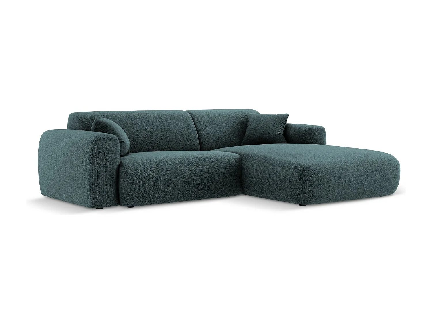 Cosmopolitan Design - Canapé d'angle droit "Nolio" 4 places en chenille pétrole - 235x170x72cm