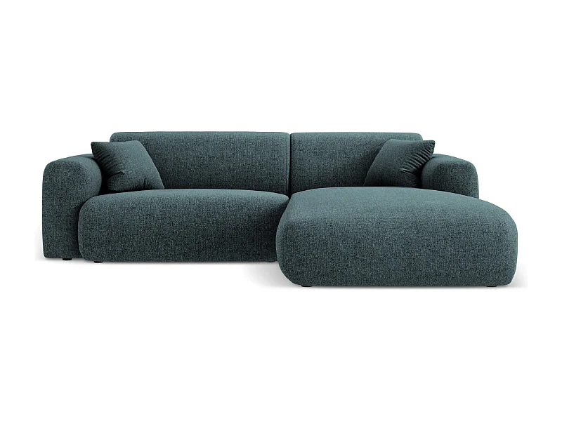 Cosmopolitan Design - Sofá de canto direito "Nolio" 4 lugares em tecido chenille petróleo - 235x170x72cm