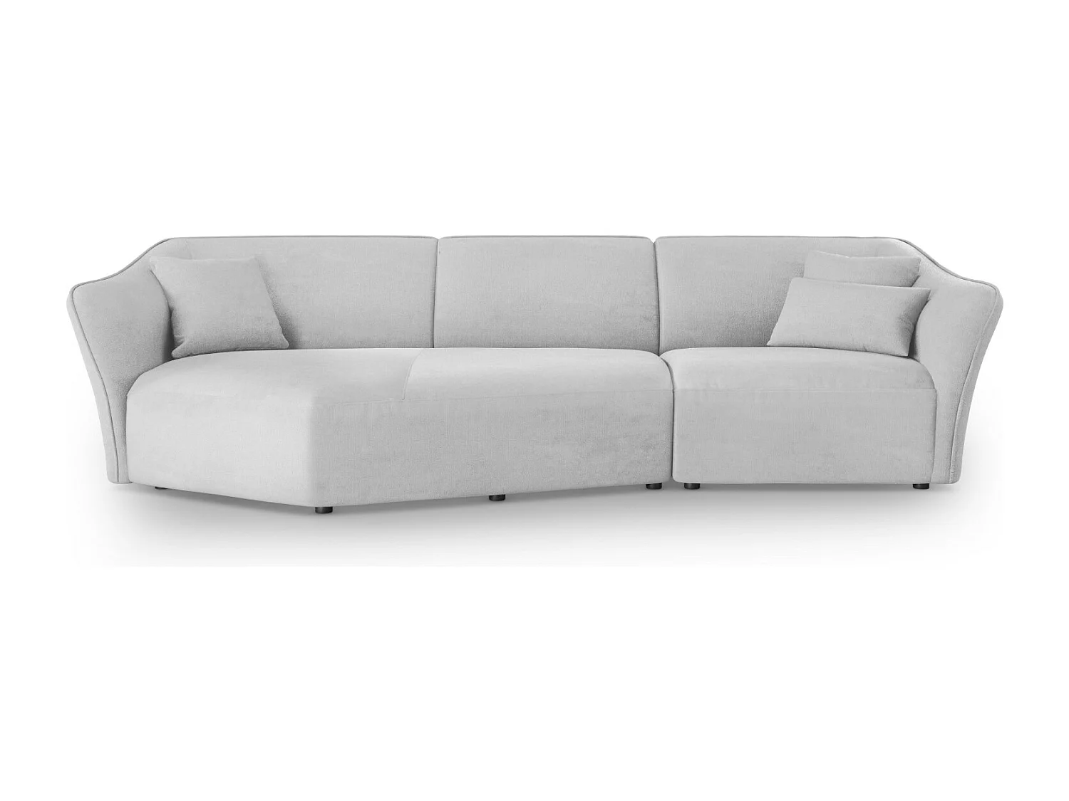 Cosmopolitan Design - Canapé d'angle gauche modulable "Tokyo" 5 places en bouclé gris clair - 292x138x79cm