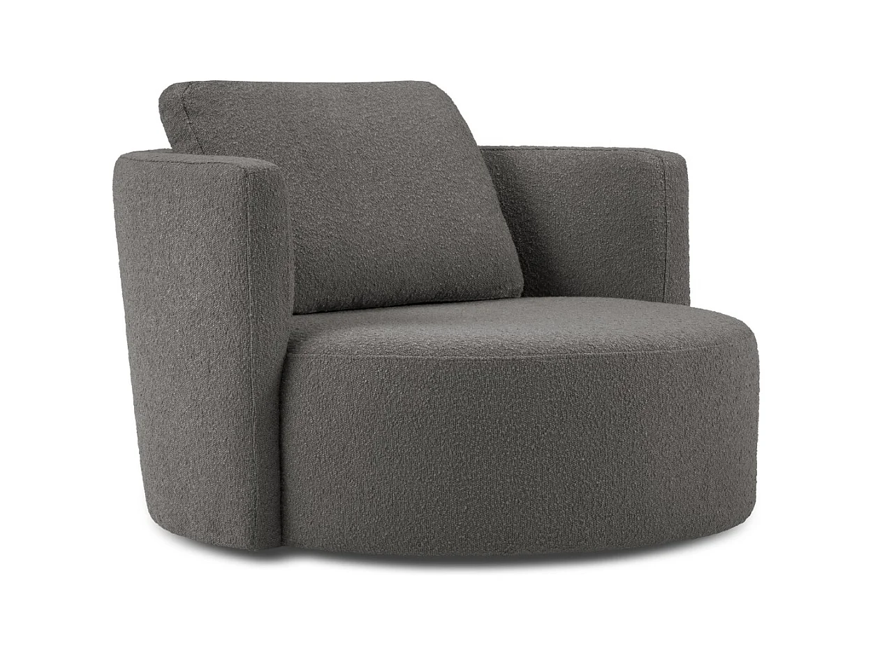 CXL by Christian Lacroix - Fauteuil xl pivotant "Adam" en bouclé gris foncé - 112x112x63cm