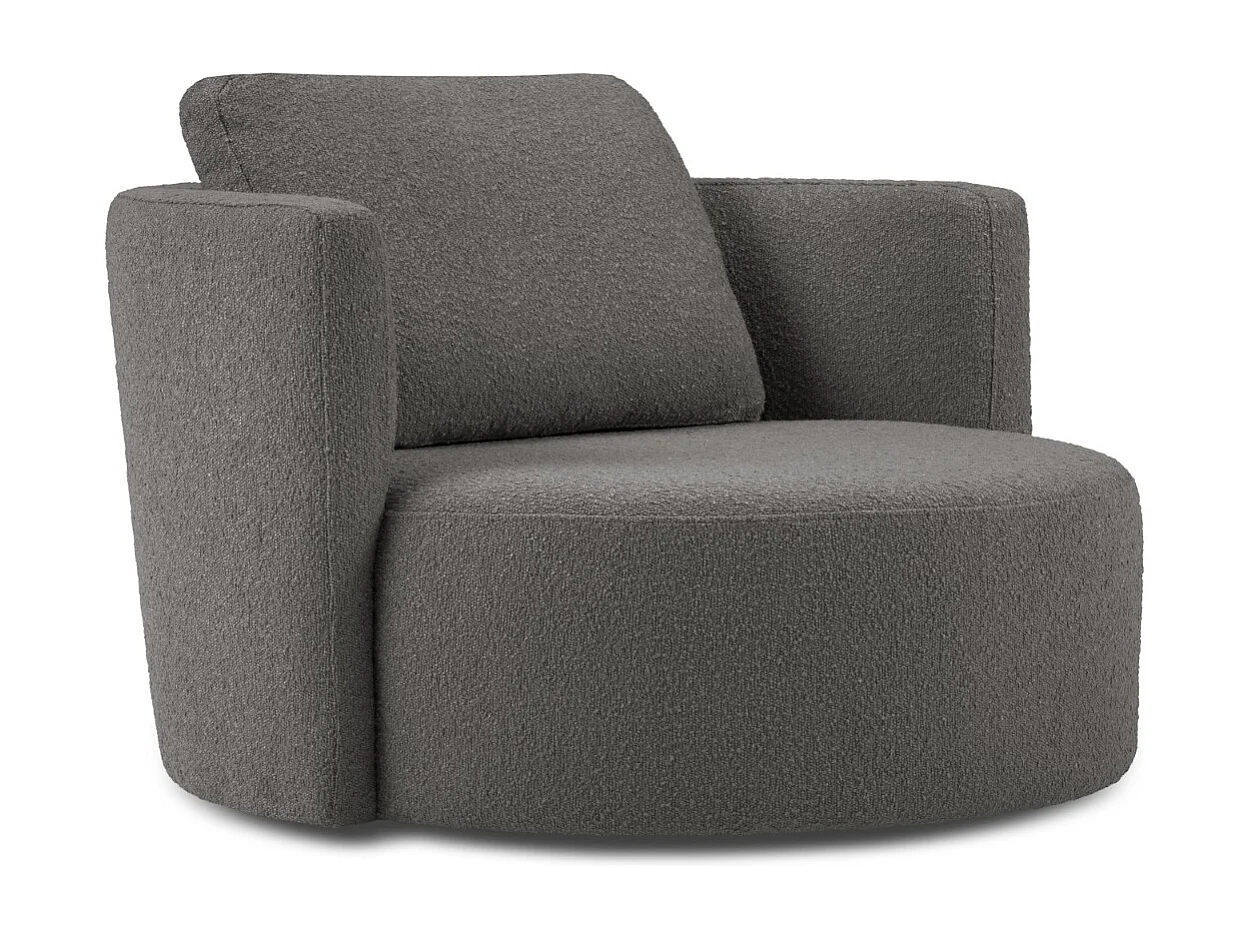 CXL by Christian Lacroix - Fauteuil xl pivotant "Adam" en bouclé gris foncé - 112x112x63cm