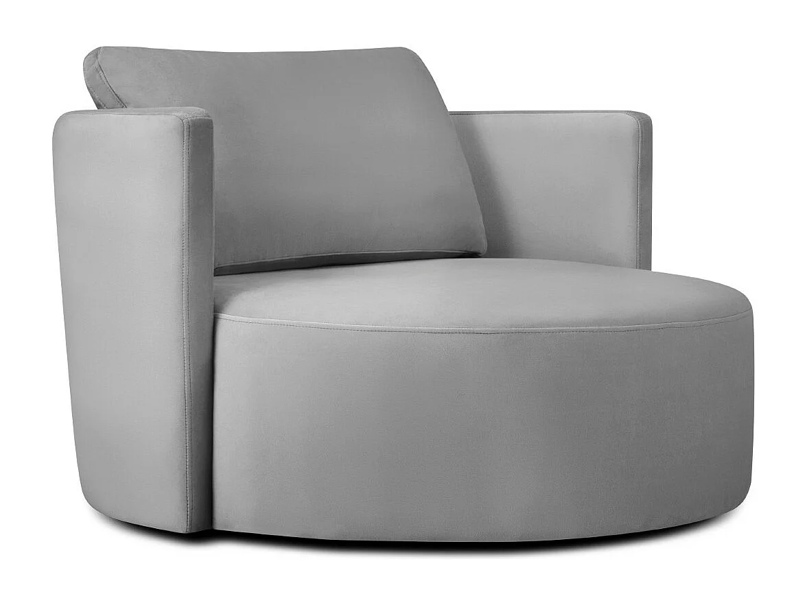 CXL by Christian Lacroix - Fauteuil xl pivotant "Adam" en velours gris - 112x112x63cm