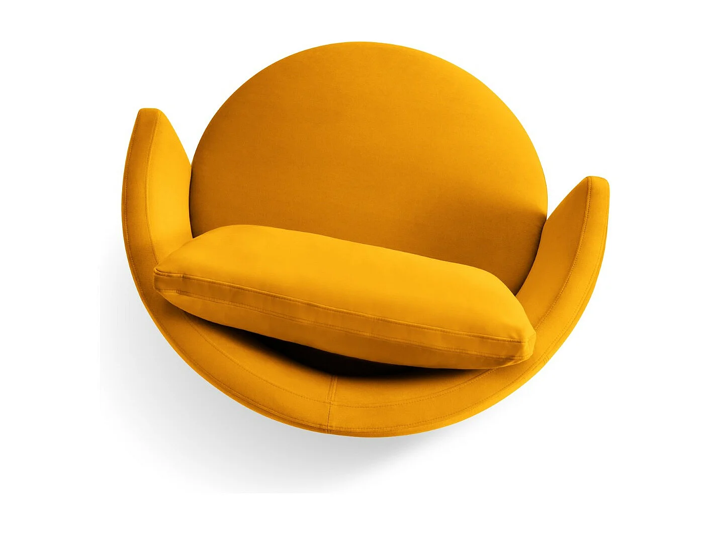 CXL by Christian Lacroix - Fauteuil xl pivotant "Adam" en velours jaune - 112x112x63cm