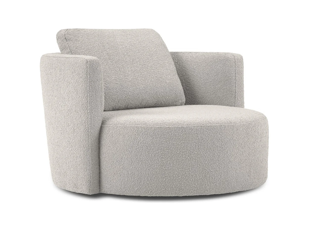 CXL by Christian Lacroix - Fauteuil pivotant "Adam" en bouclé gris clair - 92x92x75cm