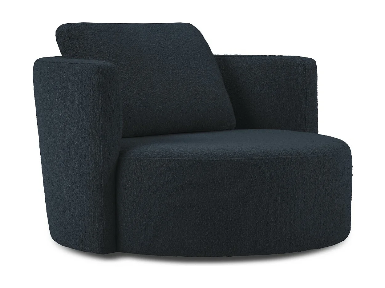 CXL by Christian Lacroix - Fauteuil pivotant "Adam" en bouclé bleu foncé - 92x92x75cm