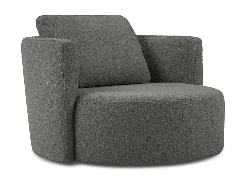 CXL by Christian Lacroix - Fauteuil pivotant "Adam" en bouclé gris foncé - 92x92x75cm
