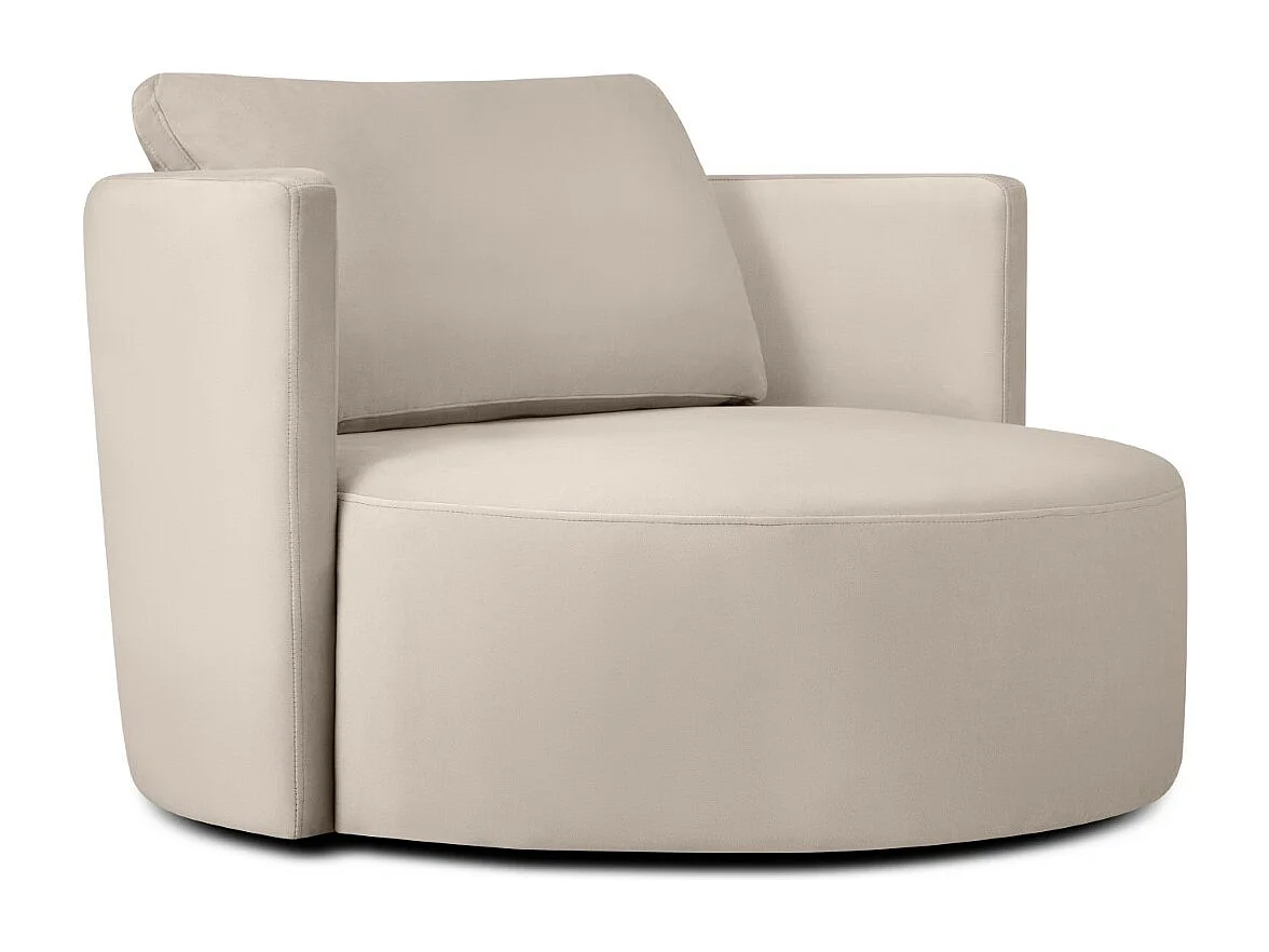 CXL by Christian Lacroix - Fauteuil xl pivotant "Adam" en velours beige - 112x112x63cm
