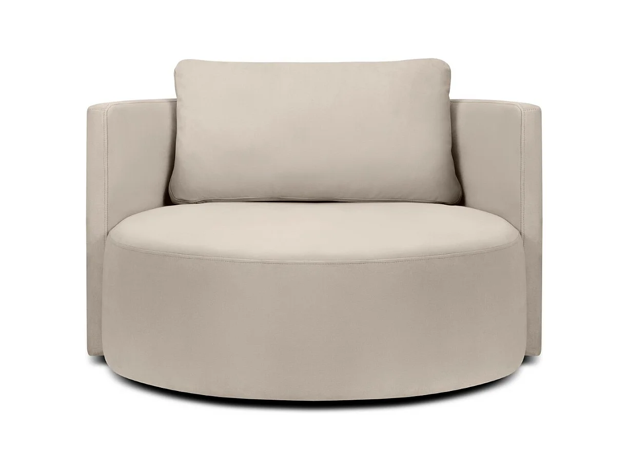 CXL by Christian Lacroix - Fauteuil pivotant "Adam" en velours beige - 92x92x75cm