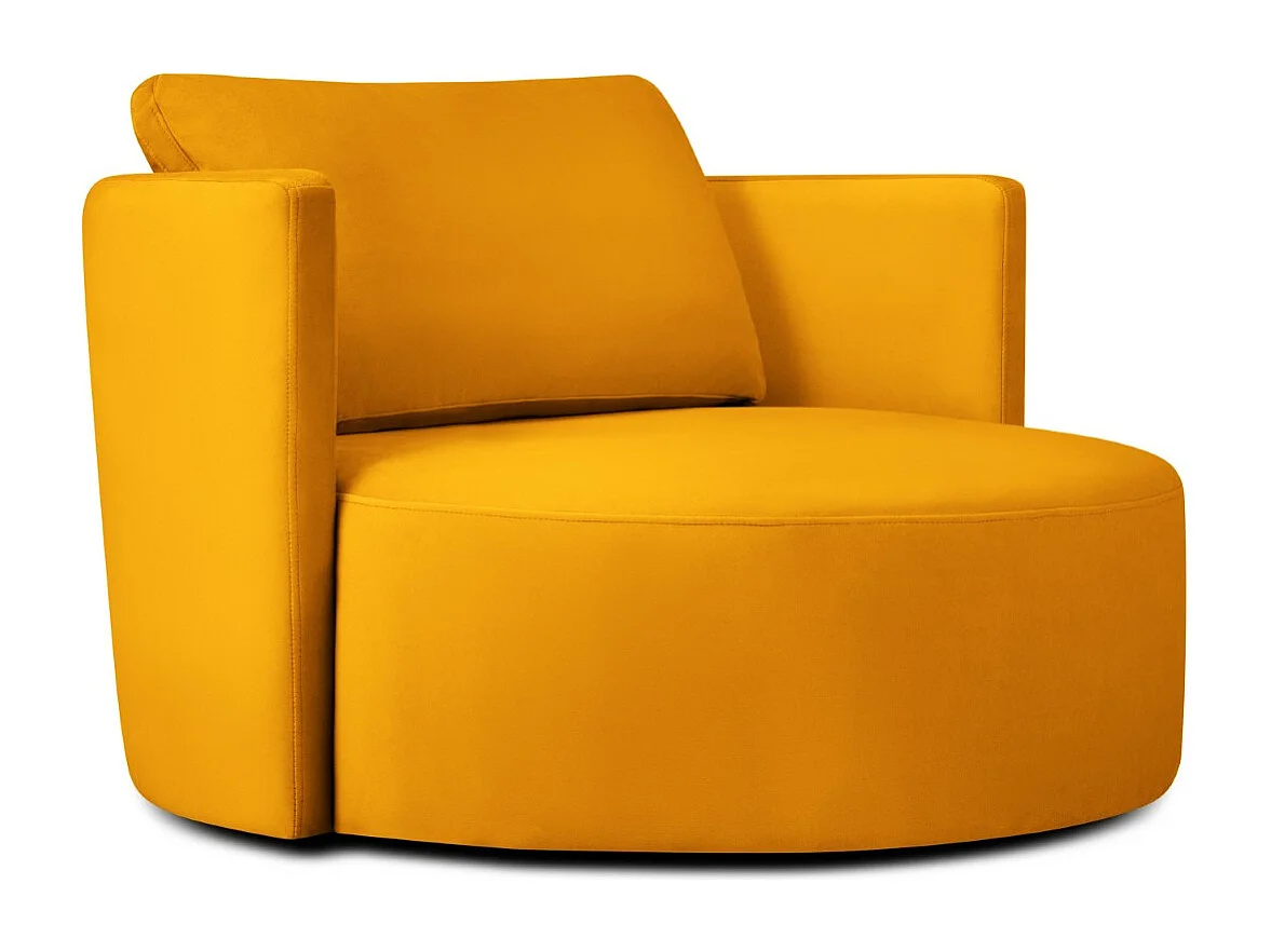 CXL by Christian Lacroix - Fauteuil pivotant "Adam" en velours jaune - 92x92x75cm