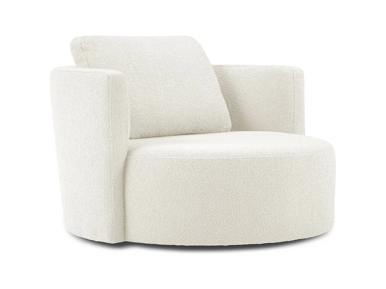 CXL by Christian Lacroix - Fauteuil xl pivotant "Adam" en bouclé blanc - 112x112x63cm