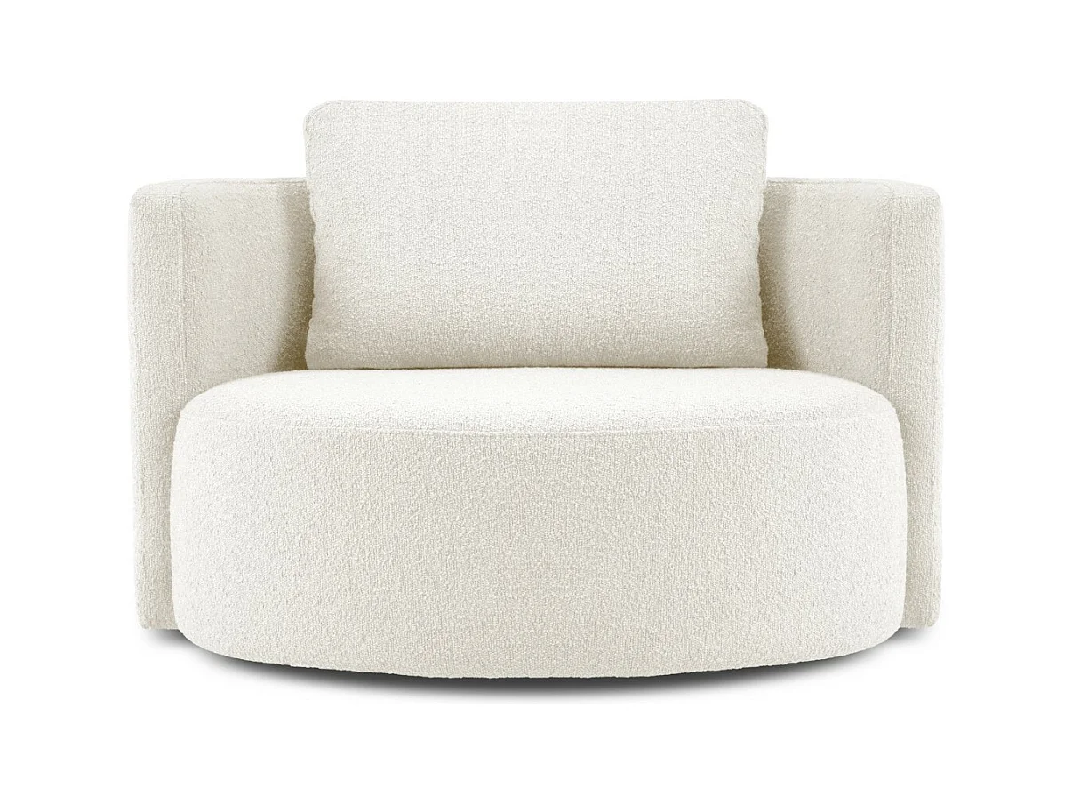 CXL by Christian Lacroix - Fauteuil xl pivotant "Adam" en bouclé blanc - 112x112x63cm