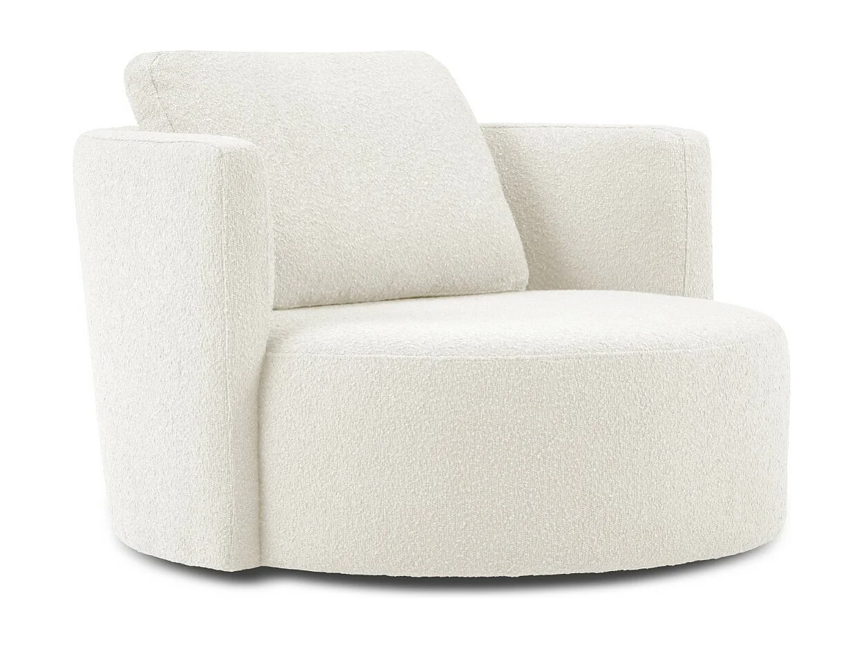 CXL by Christian Lacroix - Fauteuil xl pivotant "Adam" en bouclé blanc - 112x112x63cm