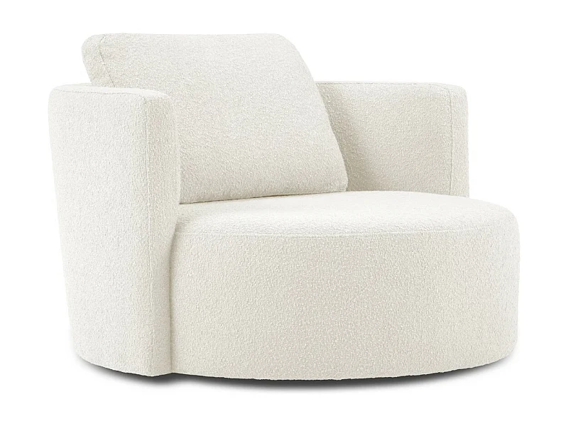 CXL by Christian Lacroix - Fauteuil xl pivotant "Adam" en bouclé blanc - 112x112x63cm
